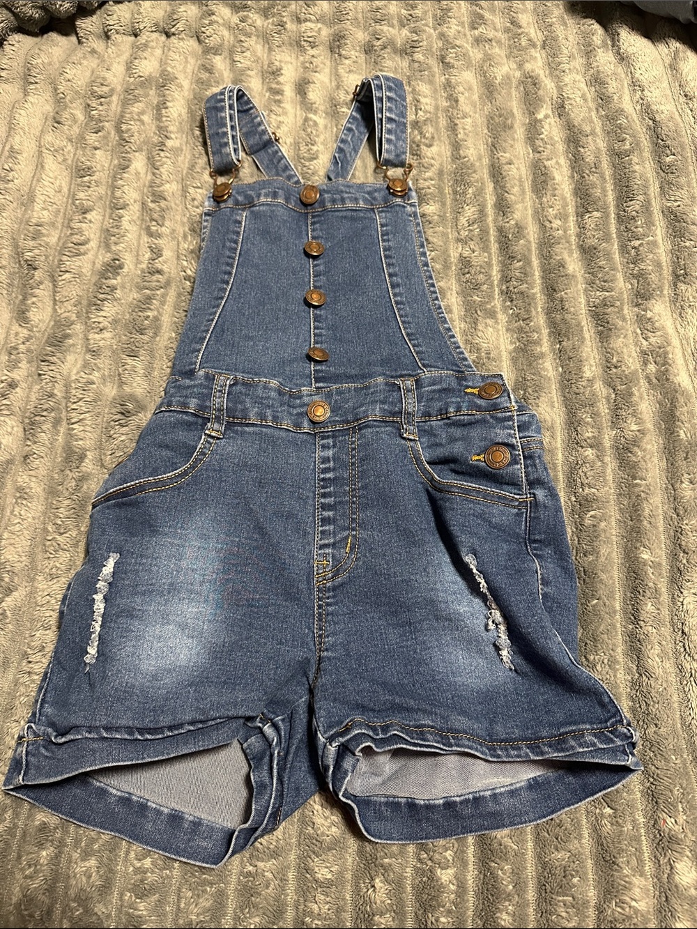 Girls' Denim Short Overalls - Blue